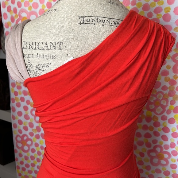 Bar III One-Shouldered Party Dress in Red Bodycon Jersey ruched sleeveless mini - Picture 9 of 15